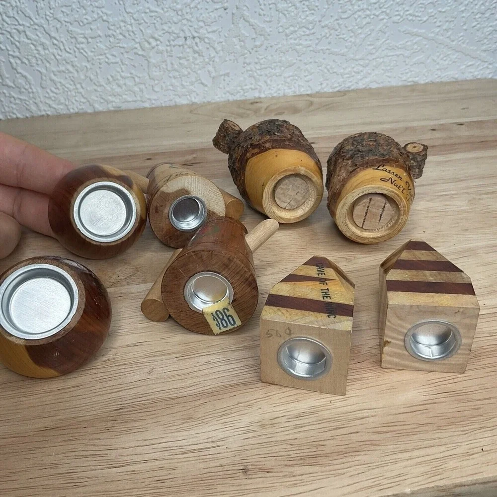 VTG‎ Handmade Lassen Volcanic National Park Lot 8 Salt Pepper Shakers USA Wooden